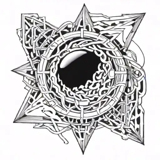 open trap top view tattoo design idea