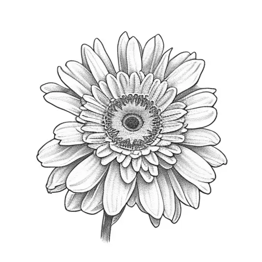 black and white flowers in a bouquet. the flowers should be a gerbera daisy, poppy, carnation and narcissus.  tattoo design idea
