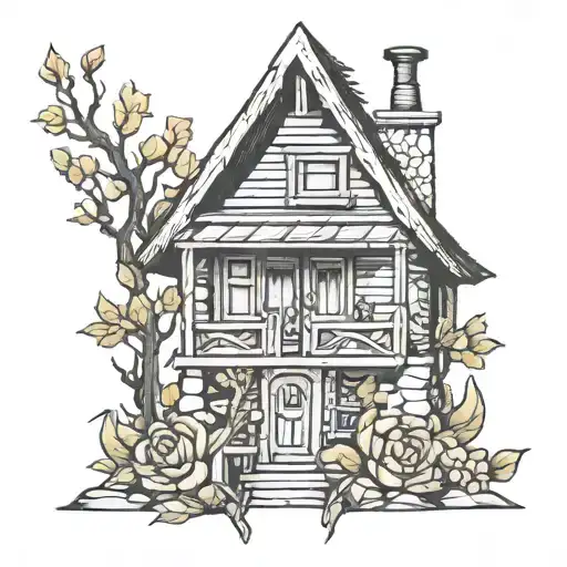 cabin tattoo design idea