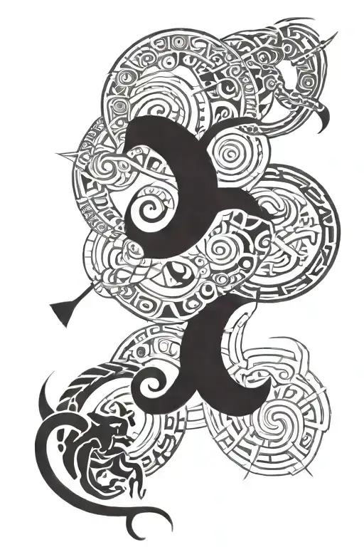 zodiac symbols Cancer, Aries, Capricorn, and two leo signs  tattoo design idea