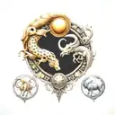 zodiac symbols Cancer, Aries, Capricorn, and two leo signs  tattoo design idea