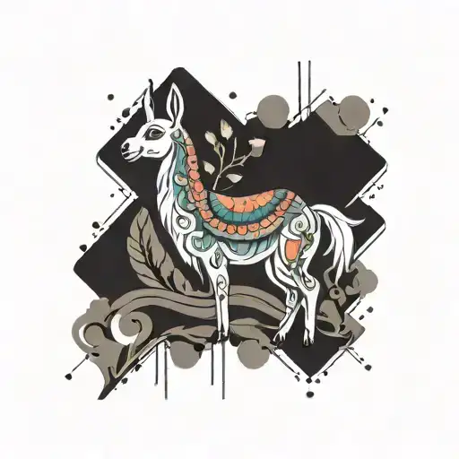 abstract llama tattoo design idea