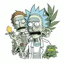 rick and morty smoking weed tattoo design idea