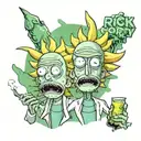 rick and morty smoking weed tattoo design idea