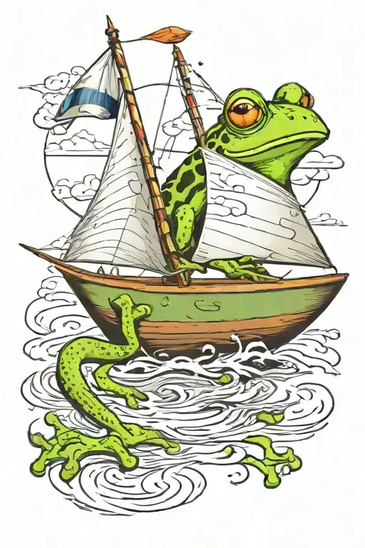 frog sail boat in front tattoo design idea