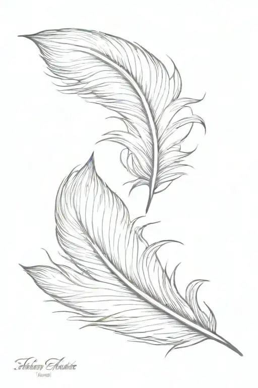 falling feather feather feather tattoo design idea