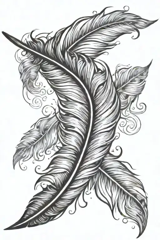 falling feather feather feather tattoo design idea