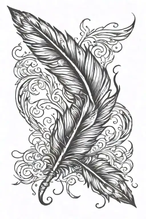 falling feather feather feather tattoo design idea