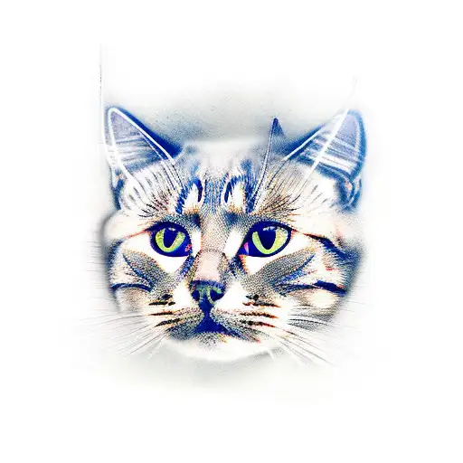 the cat in the samurai mask tattoo design idea