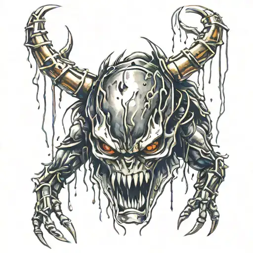 predator blood dripping tattoo design idea