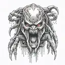 predator blood dripping tattoo design idea