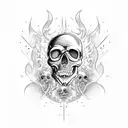 fun skull with flames tattoo design idea