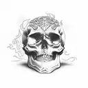 fun skull with flames tattoo design idea