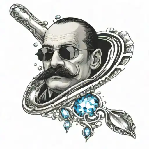matrix spoon with mustache tattoo design idea