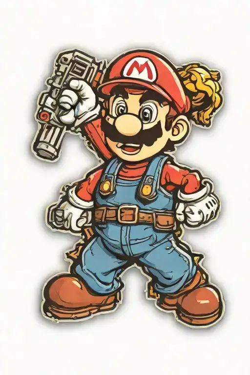 mario game pin tattoo design idea