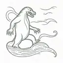 big foot fighting the loch ness monster no background tattoo design idea