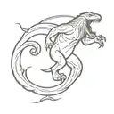 big foot fighting the loch ness monster no background tattoo design idea