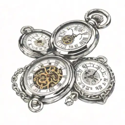 2 pocket watches intertwined representing the client's son's date of birth   tattoo design idea