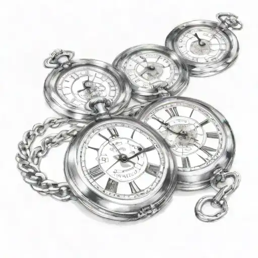 2 pocket watches intertwined representing the client's son's date of birth   tattoo design idea