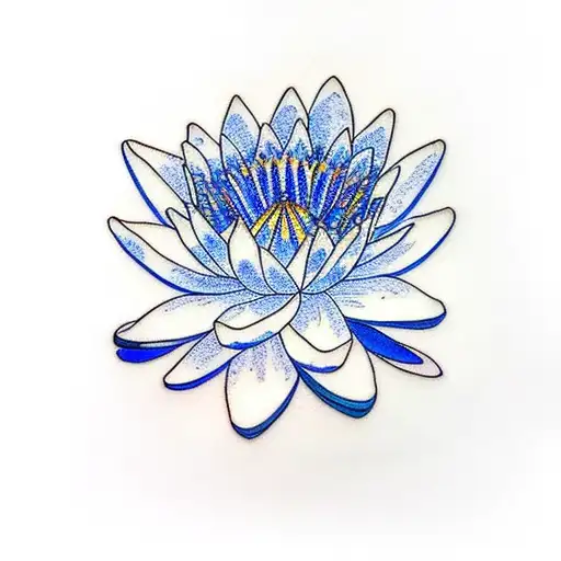 blue water lilies on water  tattoo design idea