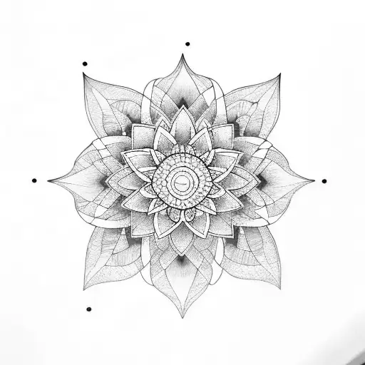 blue water lilies on water with moon reflecting  tattoo design idea