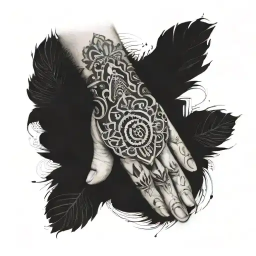 Hamsa hand made tattoo design idea