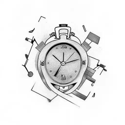 timepiece + music tattoo design idea