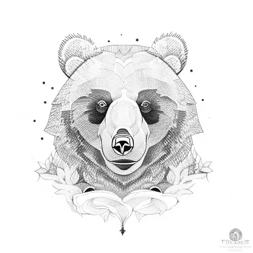timepiece + bear tattoo design idea