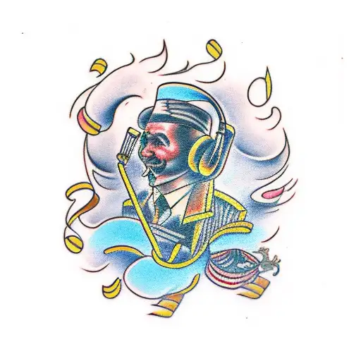 music smoke circus tattoo design idea