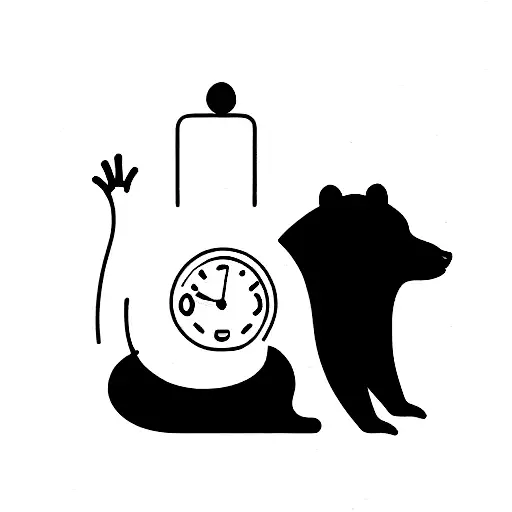 timepiece + bear tattoo design idea