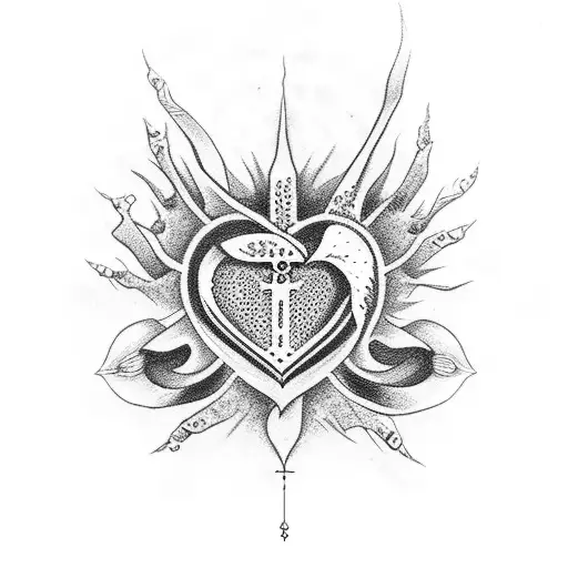 sacred heart + eye tattoo design idea
