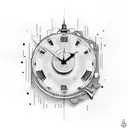 timepiece + piano keys tattoo design idea