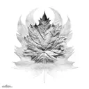 monsters leafs.  negative space blackwork.  tattoo design idea