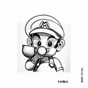 baby mario drinking from a paper cup which has karakee written on it tattoo design idea