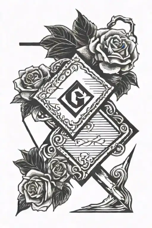 home plate black and white tattoo design idea