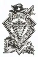home plate black and white tattoo design idea