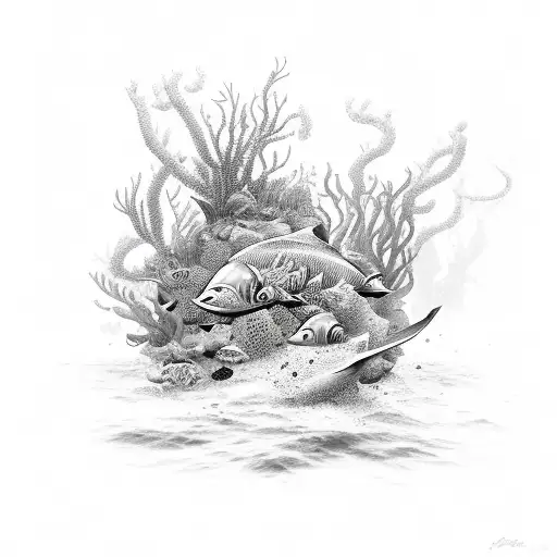 ocean with reef tattoo design idea
