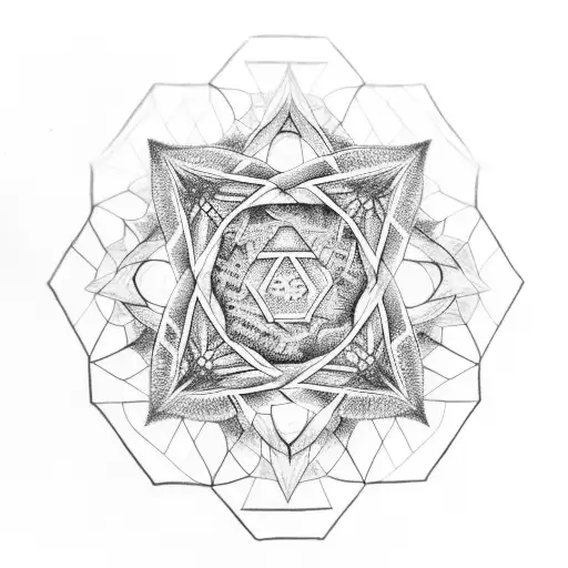 A hexagram with two word Kaku and Sunny in Sapphire font tattoo design idea