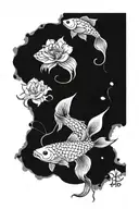 bones with flowers and a betta fish tattoo design idea
