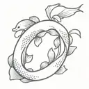 Kanagawa wave heart and yin and yang koi fish  tattoo design idea