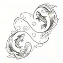 Kanagawa wave heart and yin and yang koi fish  tattoo design idea