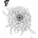 calendula flowers with 3 butterflies and roses tattoo design idea
