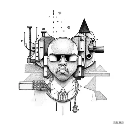A milling machine with a hip-hop twist tattoo design idea
