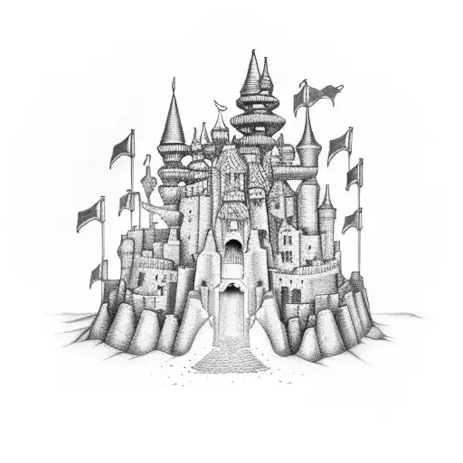 sandcastle tattoo design idea