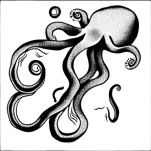 giant octopus holding lighthouse tattoo design idea