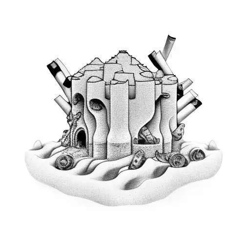 sandcastles fall like the ashes of cigarettes  tattoo design idea