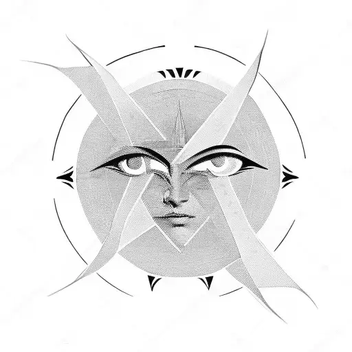 half sun with eye tattoo design idea