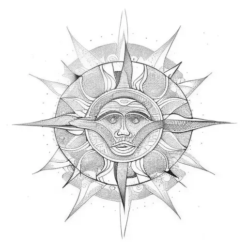 tribal sun  tattoo design idea