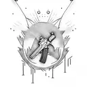 a cartoon canada goose holding a gun tattoo design idea