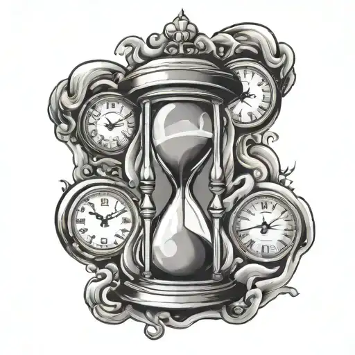 Old school hourglass with melting clock  tattoo design idea